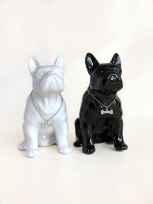 Moneybox Pug ceramic white - flowers delivery Dubai