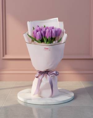 Bouquet of 15 Purple Tulips - flowers delivery Dubai