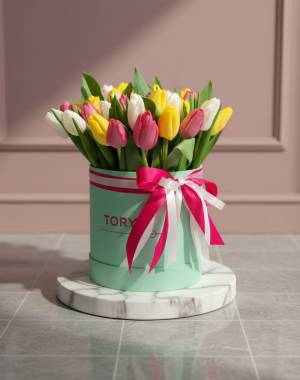 51 tulip mix in a box - flowers delivery Dubai