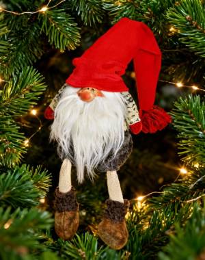 Edge stool gnome made of textile red 16x35x16cm - flowers delivery Dubai