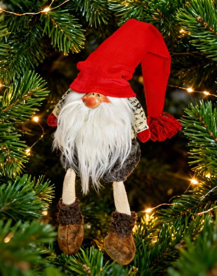 Edge stool gnome made of textile red 16x35x16cm