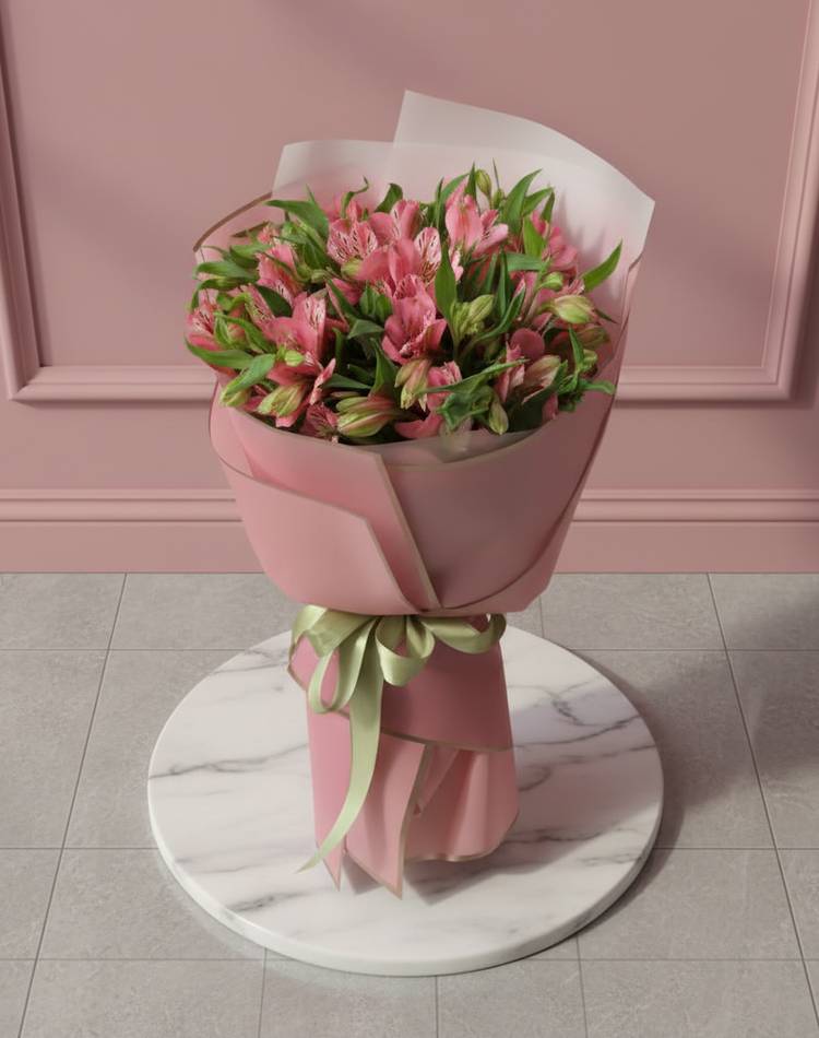 Bouquet of 15 pink alstroemeria