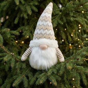 Gnome fabric sitting, Gold/White - flowers delivery Dubai