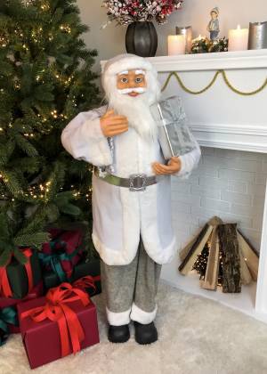 Figurine of New Year's Santa standing, white, f... - flowers delivery Dubai
