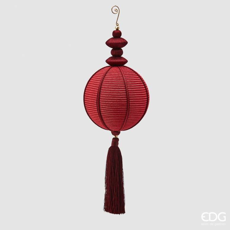 Christmas ball red with tassel, 15 cm