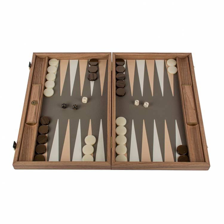 Backgammon Handmade Crocodile Tote in Grey Beige Inlaid Leatherette  with Side racks 48x30cm