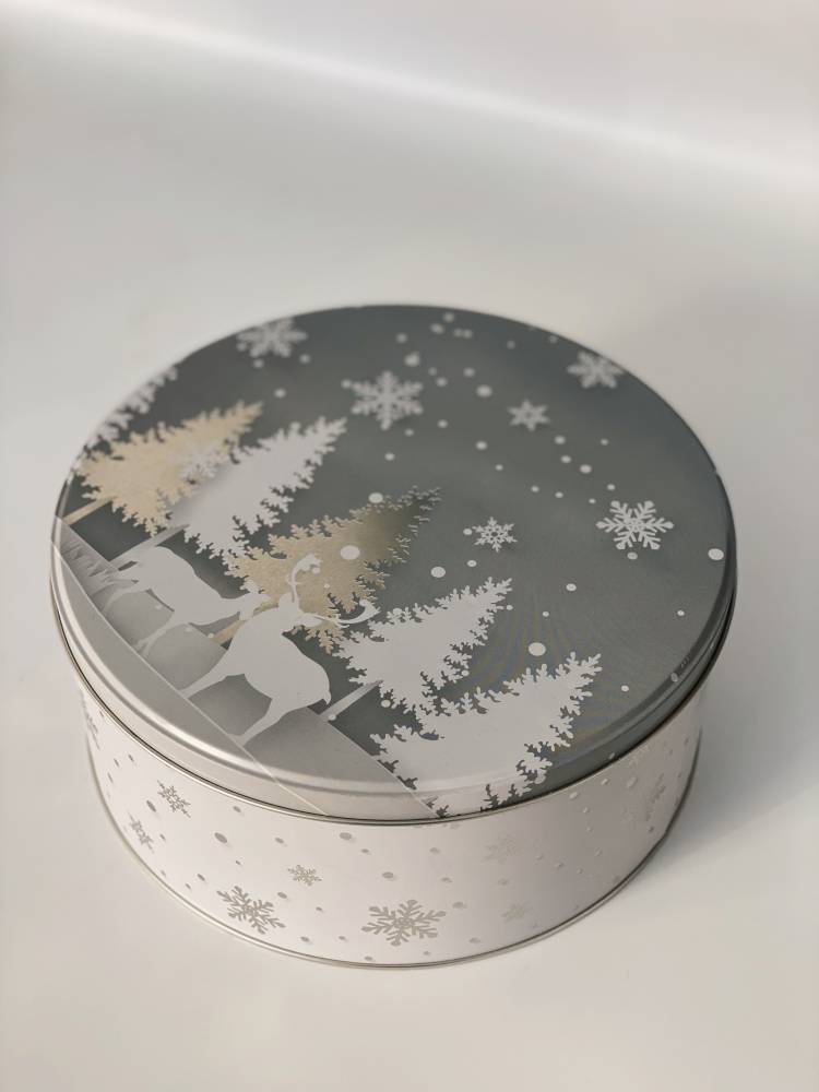 Round metal box with Christmas design 19x8x19cm