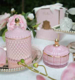 Scented candle Art Deco Pink Champagne, 185 g - flowers delivery Dubai
