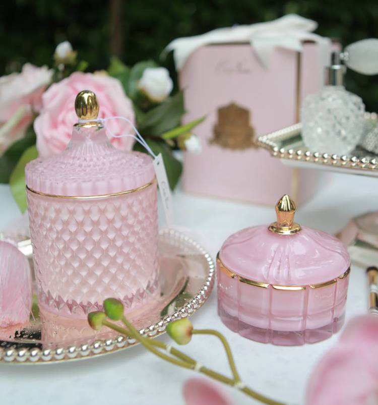 Scented candle Art Deco Pink Champagne, 185 g