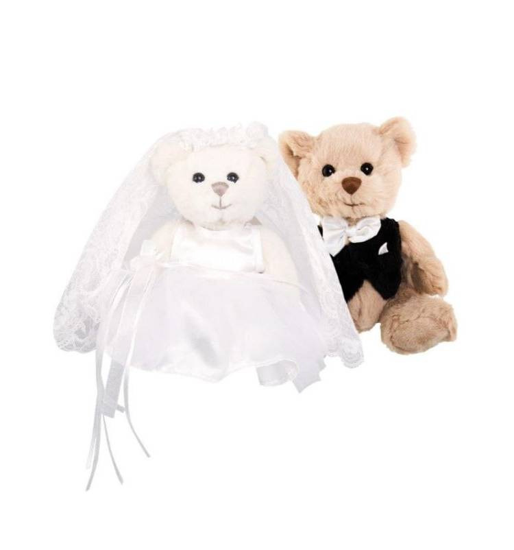 Soft toy Kiara Bear in a wedding dress, 15 cm