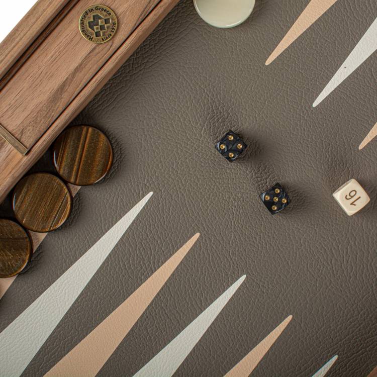 Backgammon Handmade Crocodile Tote in Grey Beige Inlaid Leatherette  with Side racks 48x30cm
