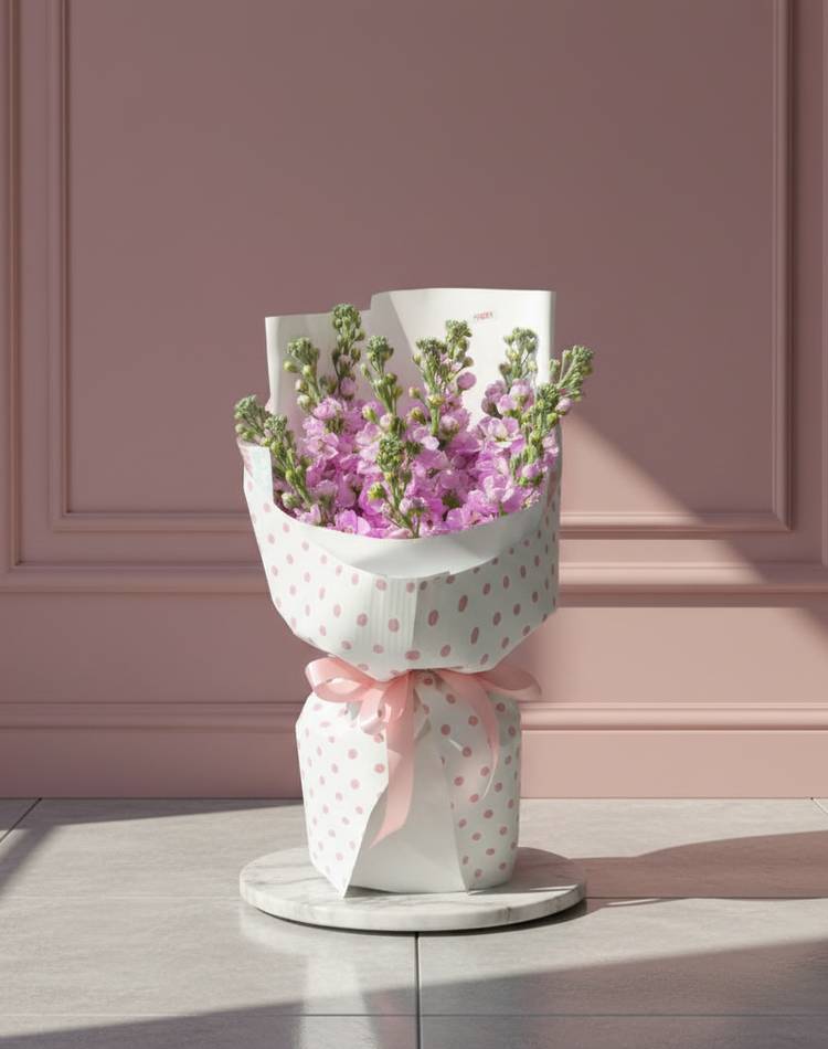 Bouquet of 11 pink matiols