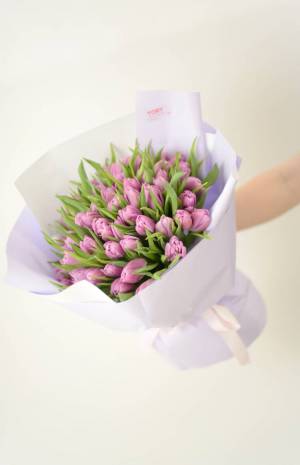 Bouquet 51 lilac-pink peony tulips - flowers delivery Dubai