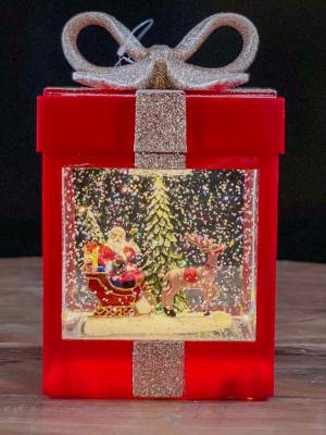 Giftbox santa water spinning, LED-red - flowers delivery Dubai