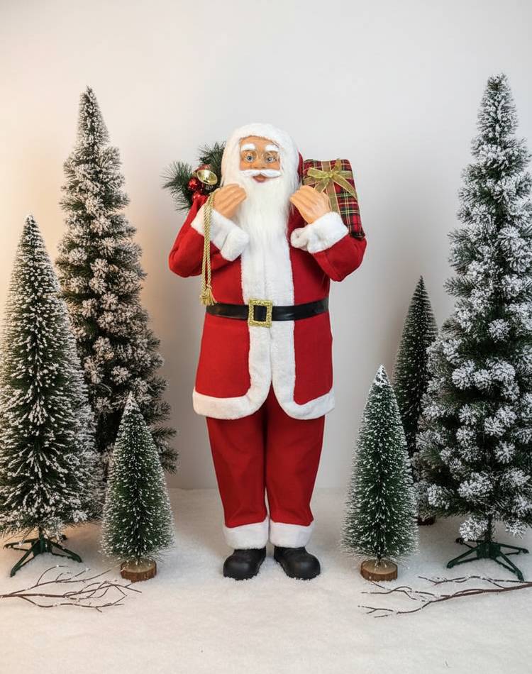 Christmas decor/doll Red Santa, fabric, 30 LED, 110cm