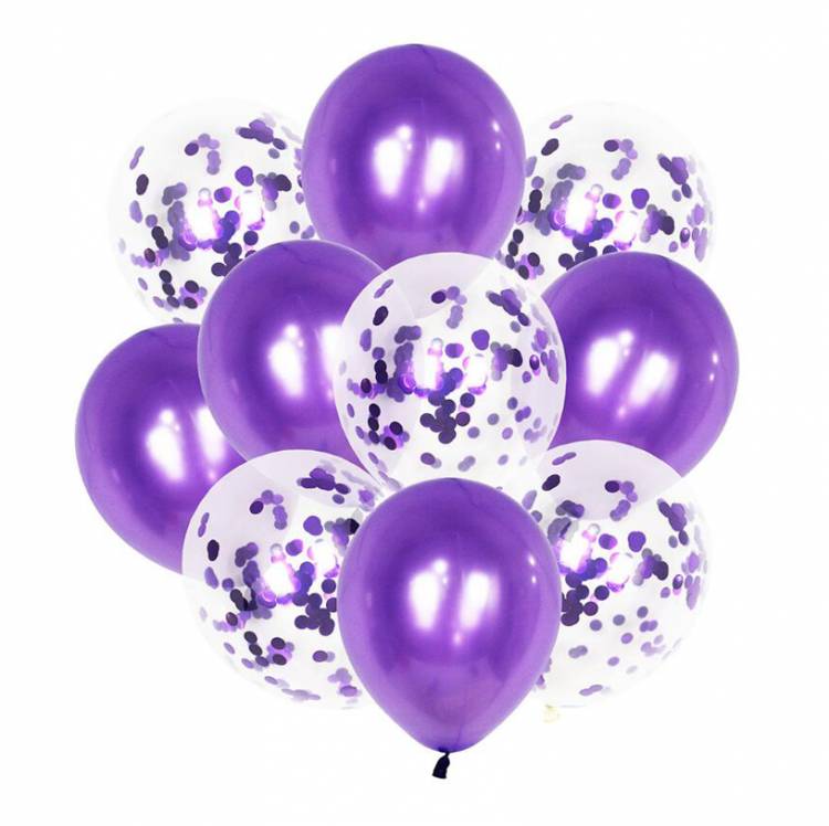 Set of purple confetti balloons