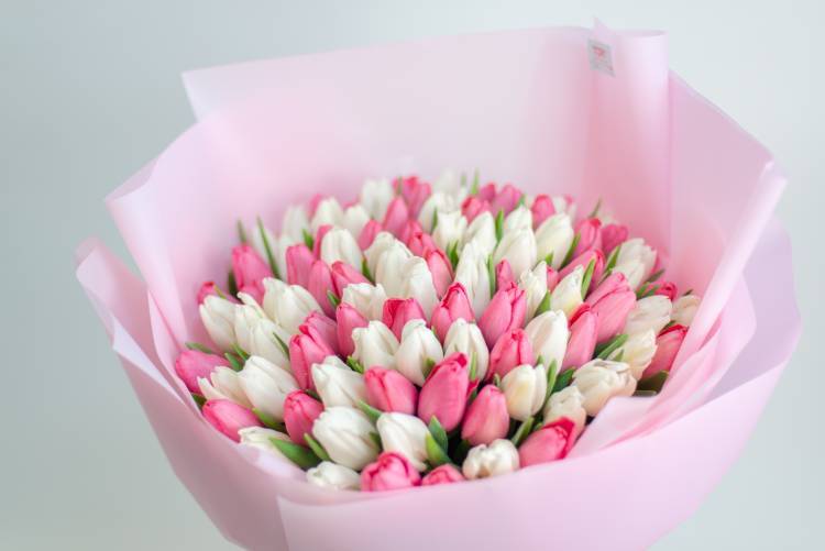 bouquet of 101 mixed tulips