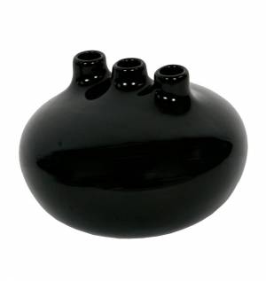 Vase Trio round black, 14 cm - flowers delivery Dubai