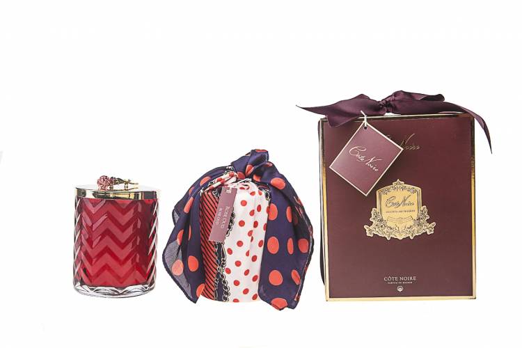 Scented candle Red with scarf GOLD, 450 g