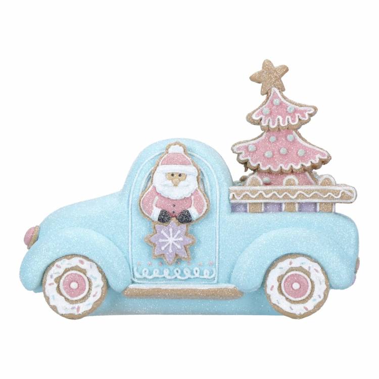 Santa in Car Gingerbread Poly Sugar Look 17cm