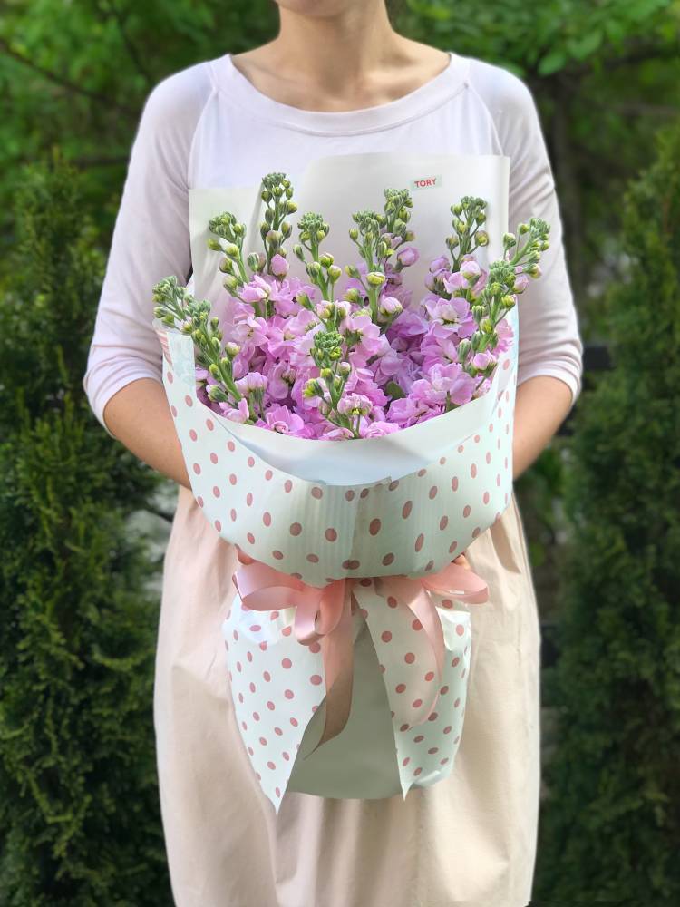 Bouquet of 11 pink matiols