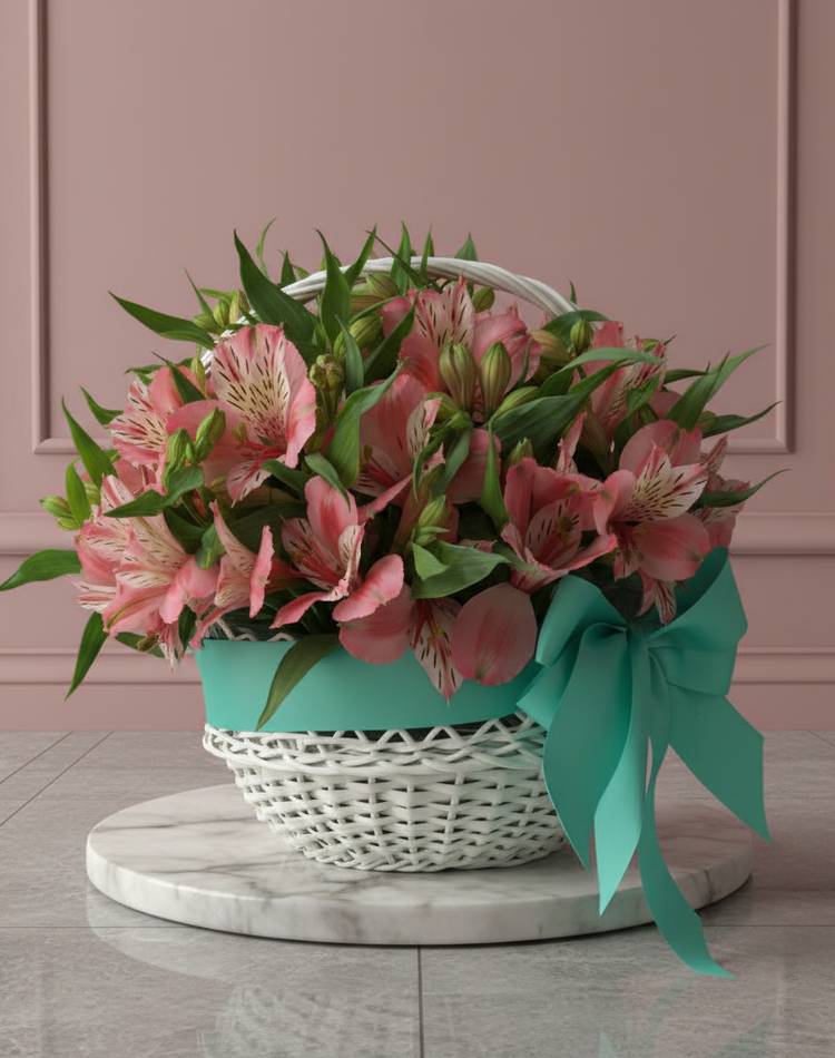 Alstroemeria in the Basket "My Beloved"