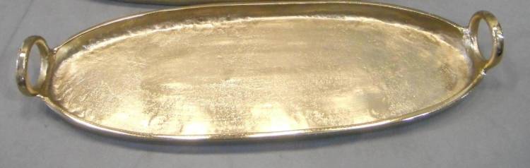 Golden oval tray with handles 49x17 cm
