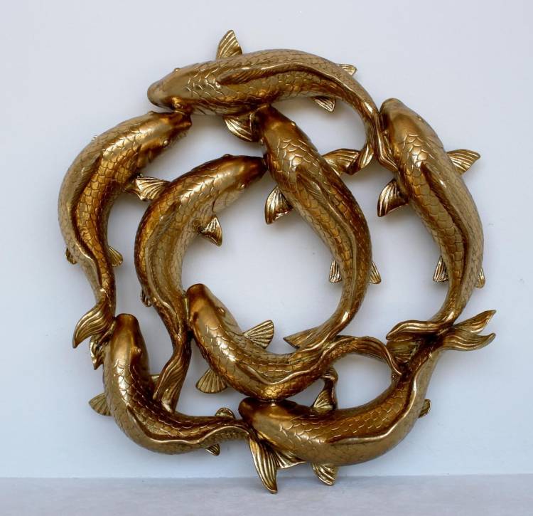 Wall decor "Circle of Fish" gold