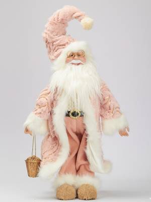 Santa stands in a pink fur coat -45 cm - flowers delivery Dubai