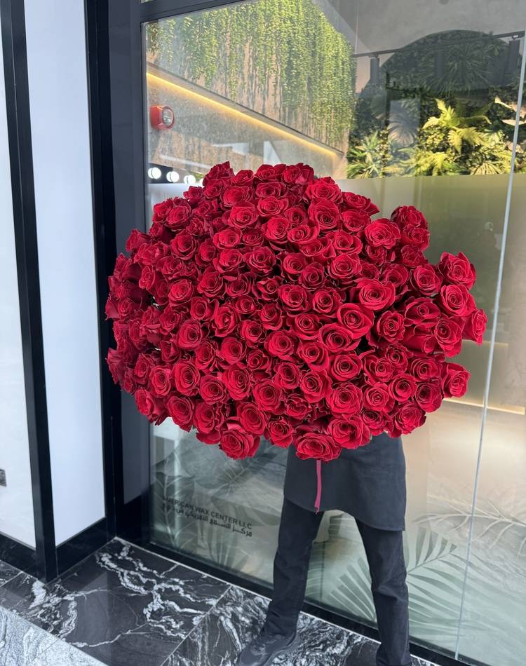 Bouquet of 101 red roses, 80 cm