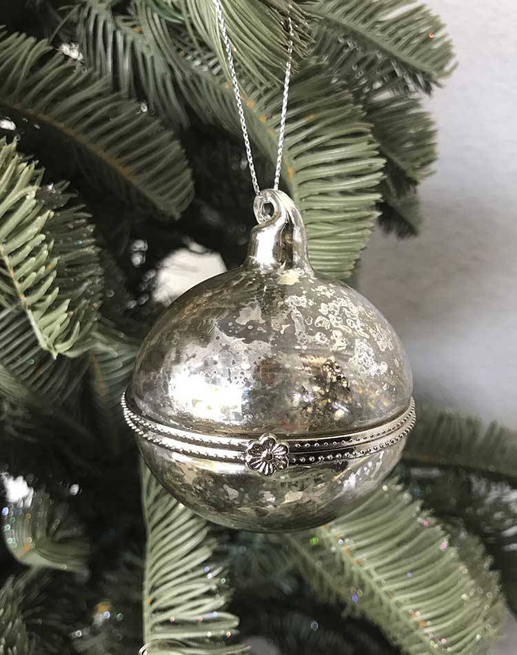 Christmas decoration Ball-box Antique silver, asso