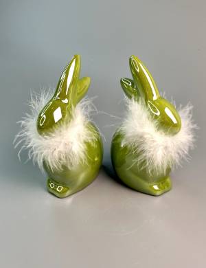 Green rabbit with fluffy collar, 16 cm - flowers delivery Dubai