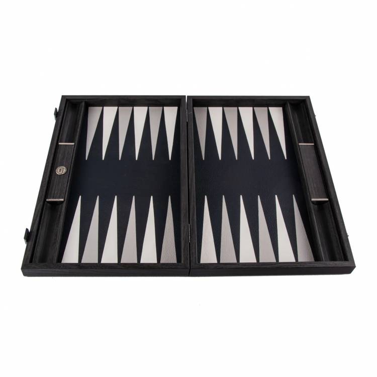 Backgammon Handmade Classic Black Inlaid Leatherette  with Sideracks 48x30cm