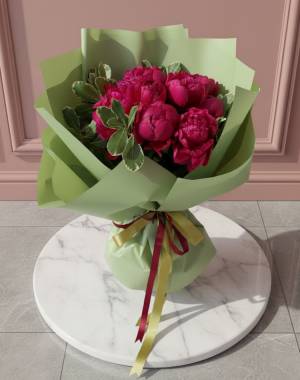 Bouquet of 11 burgundy peonies - flowers delivery Dubai