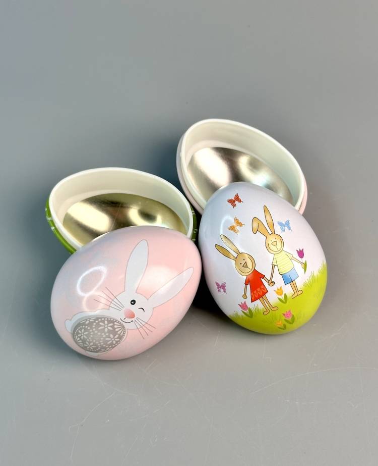 Metal egg merry rabbit 60x52x53 mm, piece