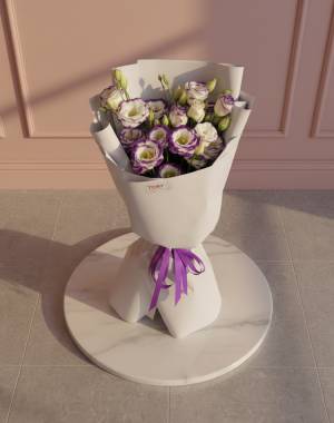 Bouquet of 5 white-violet eustomas - flowers delivery Dubai