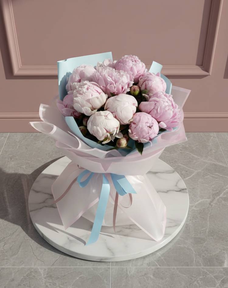 Bouquet of 11 pink peonies