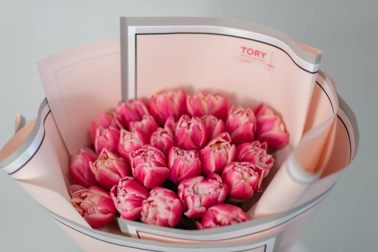 bouquet of 25 pink peony tulips