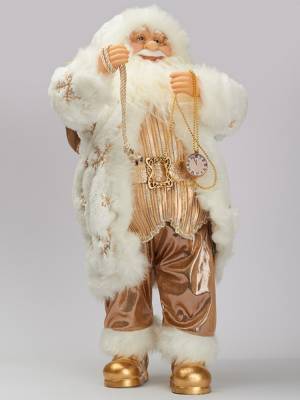 Santa stands in a golden fur coat -63x31x21cm - flowers delivery Dubai