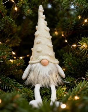 Edge stool gnome textile white 13x47x10cm - flowers delivery Dubai