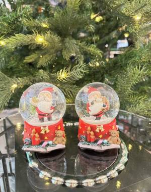 Snow globe santa assorted, glass red  6x9x7cm - flowers delivery Dubai