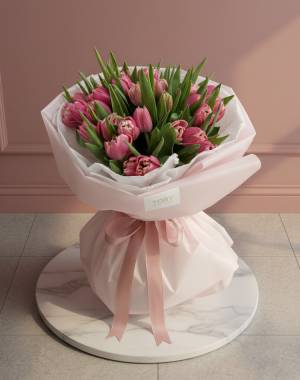 Bouquet of 35 pink peony tulips - flowers delivery Dubai