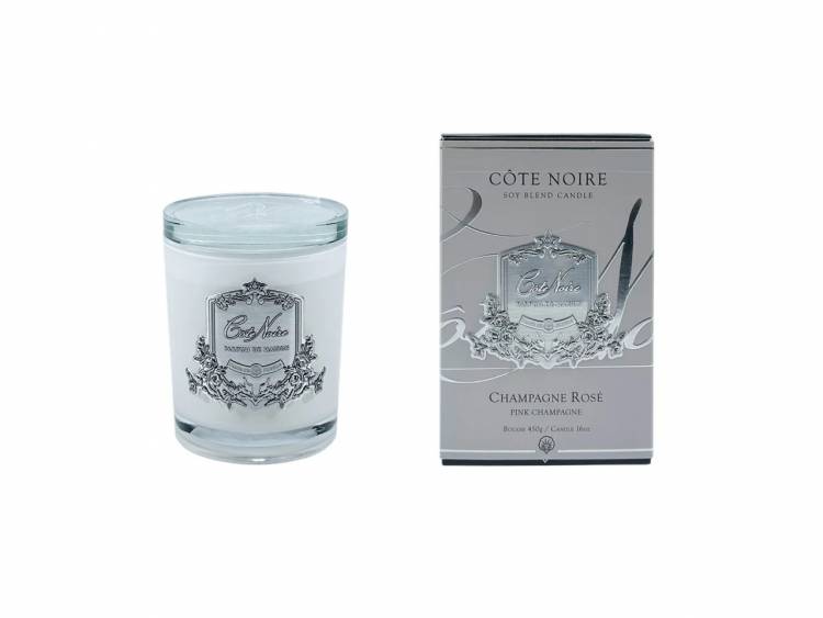 Scented candle candle Pink Champagne - White & SILVER 450g