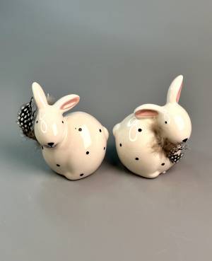 Bunny with feathers ceramic 8*9*6 cm - flowers delivery Dubai