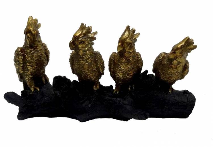 Statuette "Parrots on a perch" gold, 35 cm