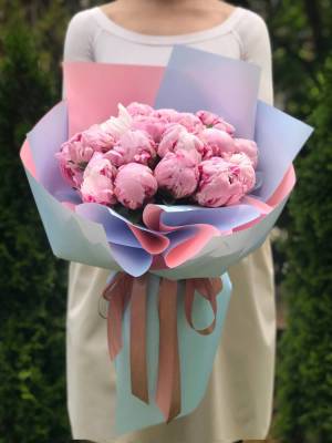 Bouquet of 19 pink peonies - flowers delivery Dubai