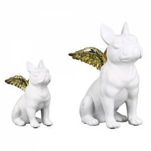 Statuette Bulldog white with wings - flowers delivery Dubai