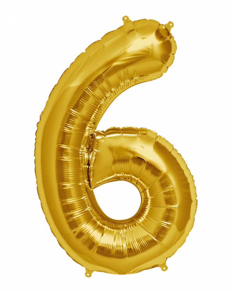 Gold Giant Foil Number Balloon - 6