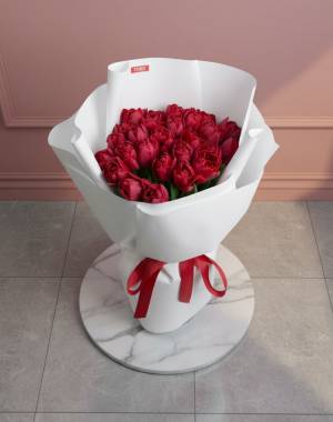 Bouquet of 35 peony red tulips - flowers delivery Dubai