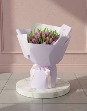 Bouquet 51 lilac-pink peony tulips - flowers delivery Dubai